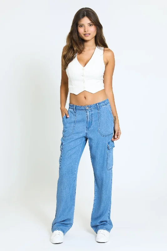 High-end Fabrics Harper Straight Leg Cargo Pant - Indigo