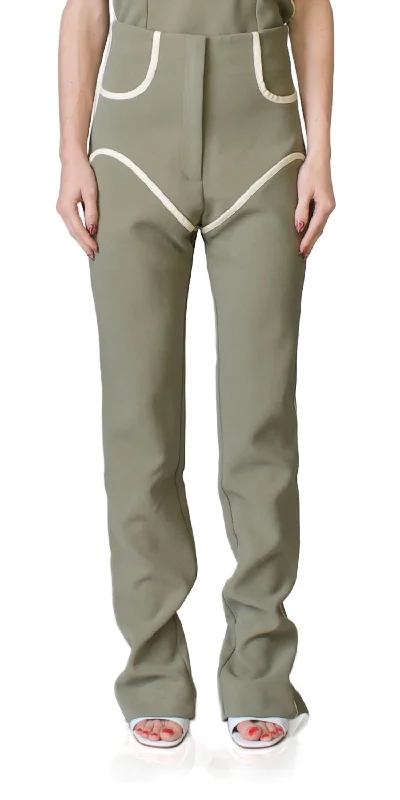 End Of The Year Cowboy Stovepipe Pants In Khaki & Cream