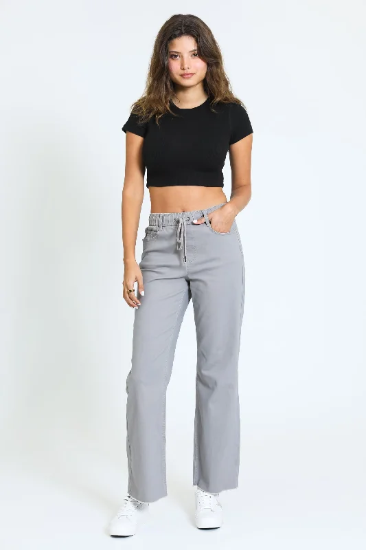 Casual Style HIGH RISE WIDE LEG PANT - MINK ENZYME