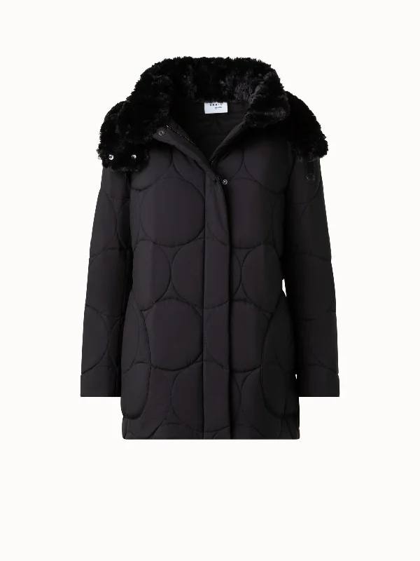 Chic Relaxation Quilted XL Dot Parka with Removable Hood