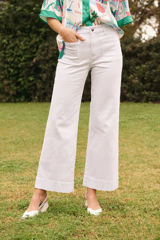 Effortless Comfort Juan High Rise Wide Leg Jean In Optic White Denim