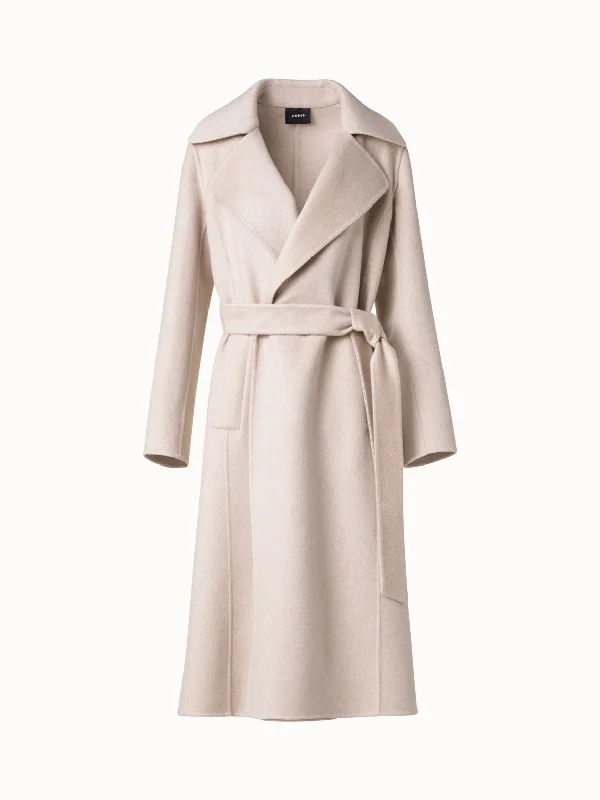 Cozy Dress 100% Cashmere Wrap Coat in Trench Style