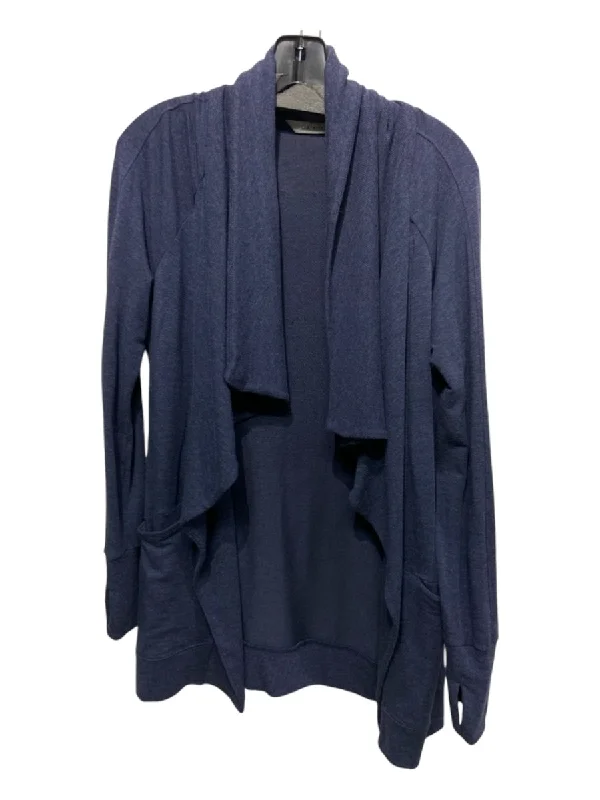 Athleta Size XXS Navy Blue Modal & Bamboo Long Sleeve Thumb Holes Drape Cardigan