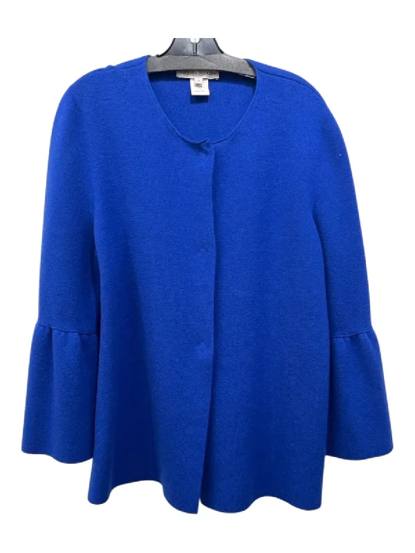 Barbara Lohmann Size 40/M Cobalt Blue Cashmere Snaps Trumpet Sleeve Cardigan