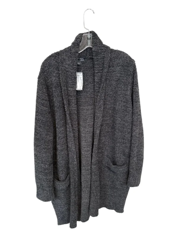 Barefoot Dreams Size L Black & Gray Polyester Boucle Cardigan