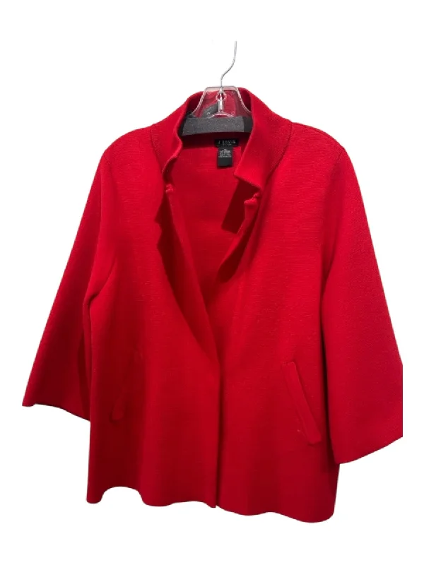 J'envie Size XL Red Viscose Knit Snap Collar Cardigan