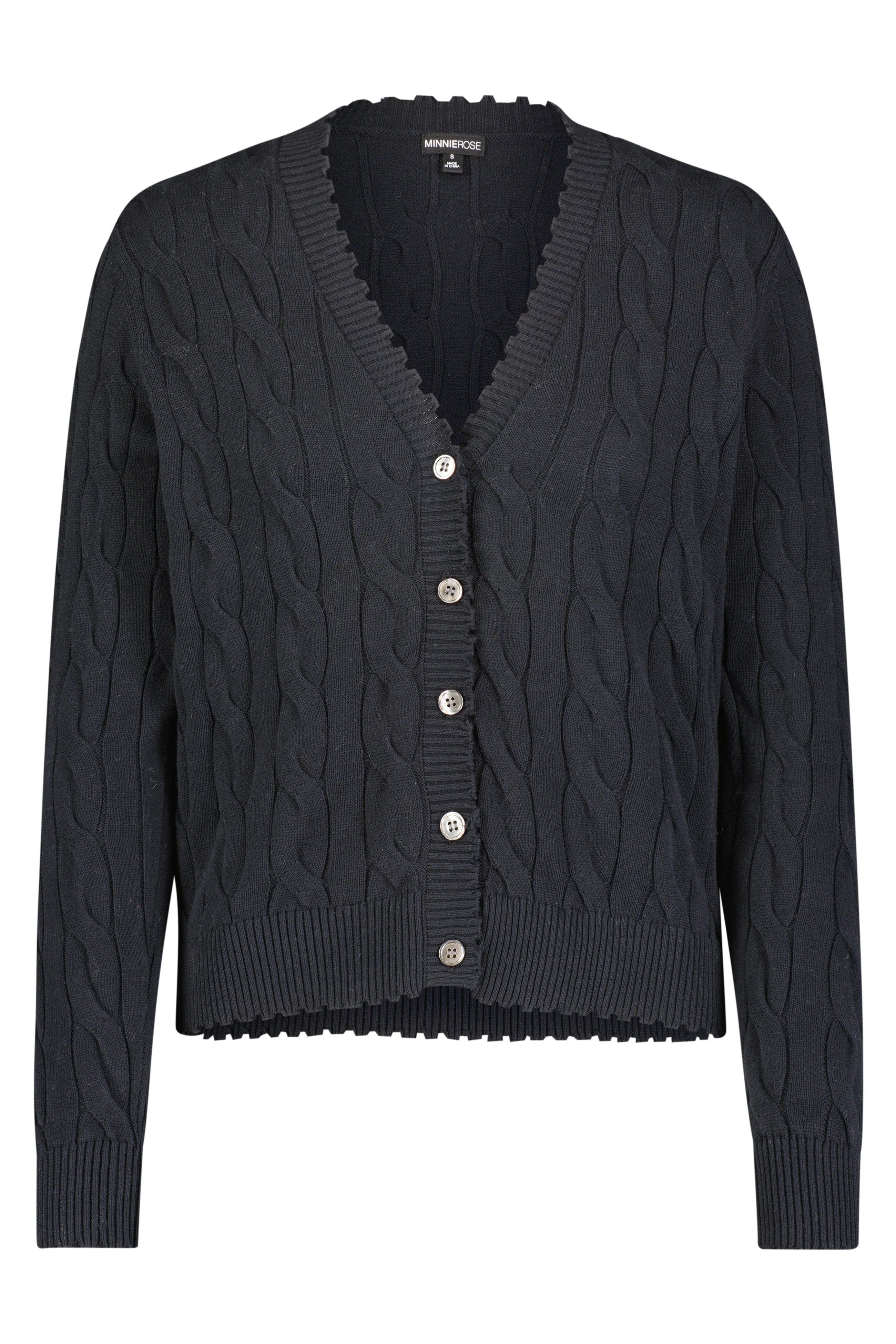 Cotton Cable Cardigan Black