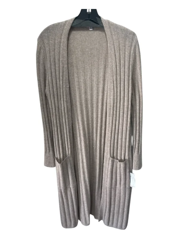 Minnie Rose Size XS Taupe Brown Cashmere Blend Rib Knit Long Sleeve Cardigan