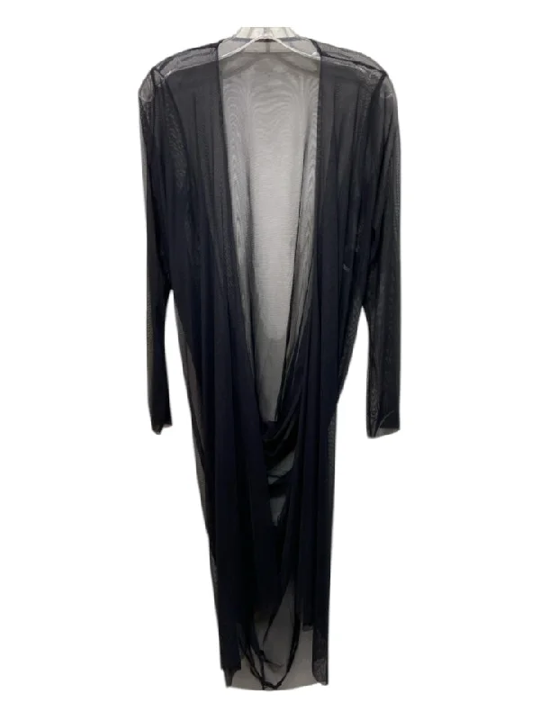 Norma kamali Size XS/34 Black Nylon Blend Mesh Long Sleeve Draped Cardigan