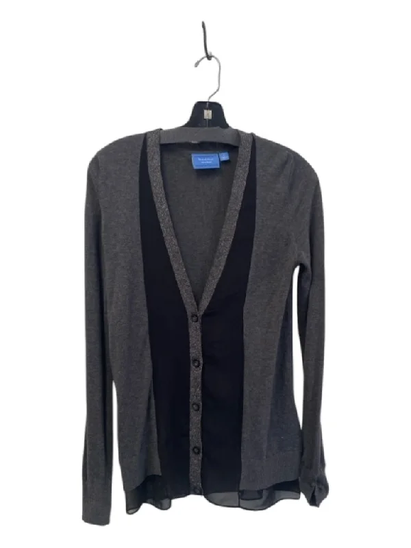 Simply Vera Size S Charcoal Sheer Mesh Detail Buttons Light Weight Cardigan