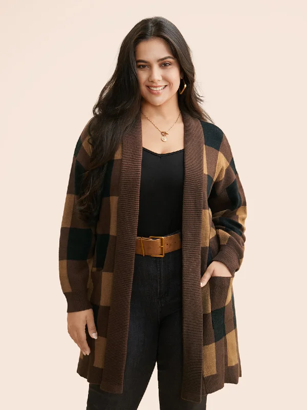 Supersoft Essentials Plaid Kimono Collar Cardigan