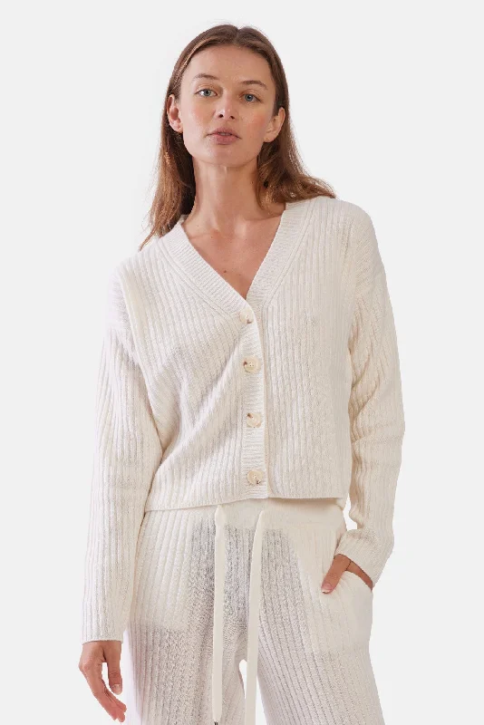 Beatrice Ribbed Cardigan Eggshell