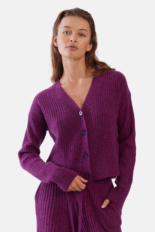 Beatrice Ribbed Cardigan Phlox