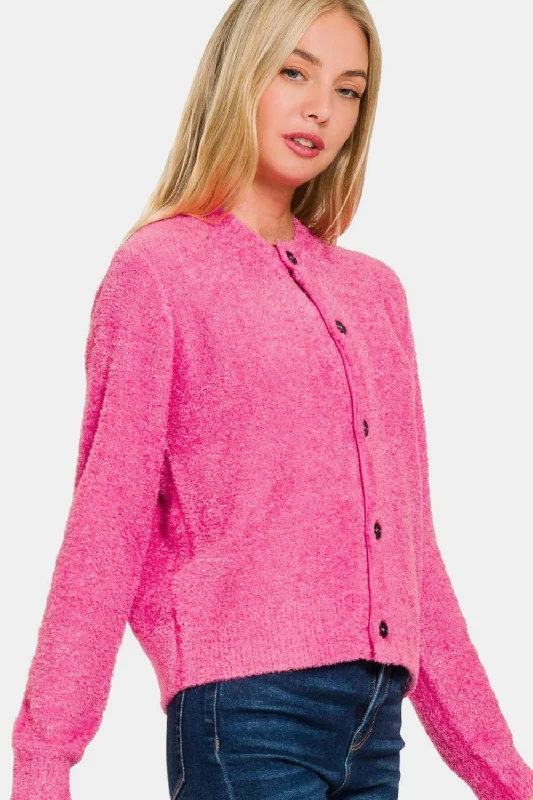 Pink Button Down Cardigan