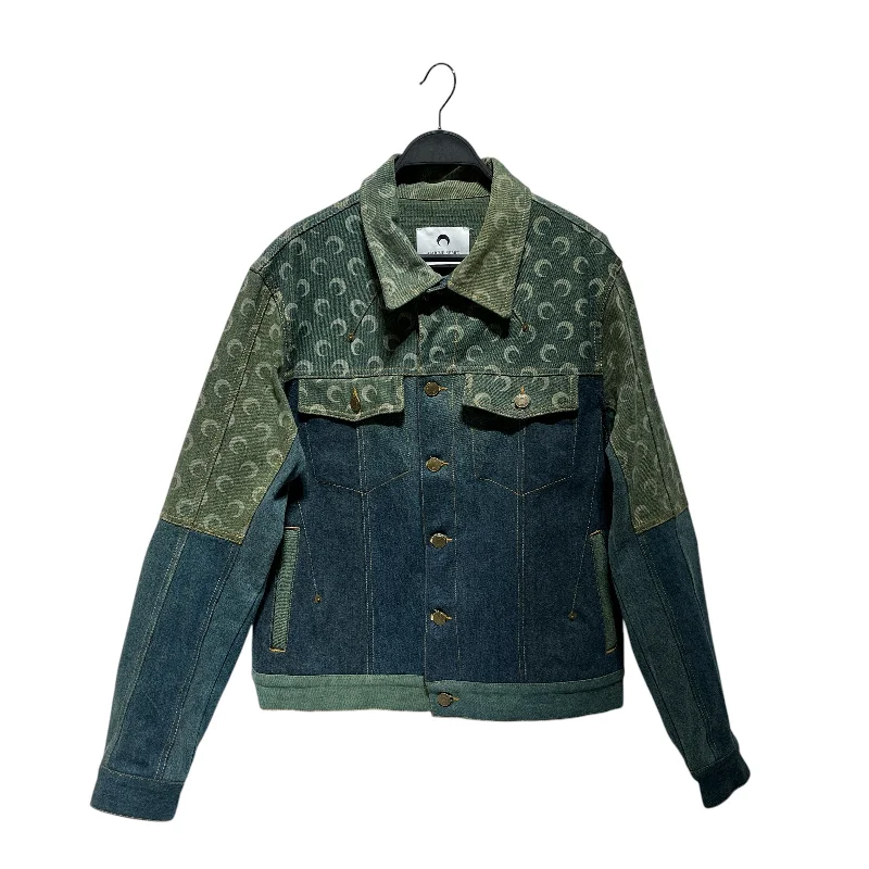 MARINE SERRE/Quilted Jkt/46/Denim/IDG/HALF MOON ON TOP