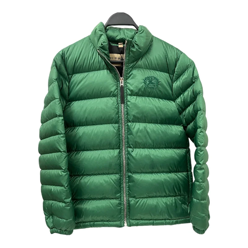 BURBERRY LONDON/Puffer Jkt/L/Cotton/GRN/GREEN PUFFER ZIP UP