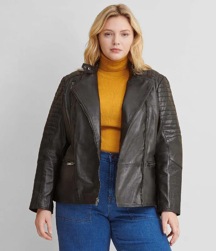 Plus Size Quilted Leather Jacket