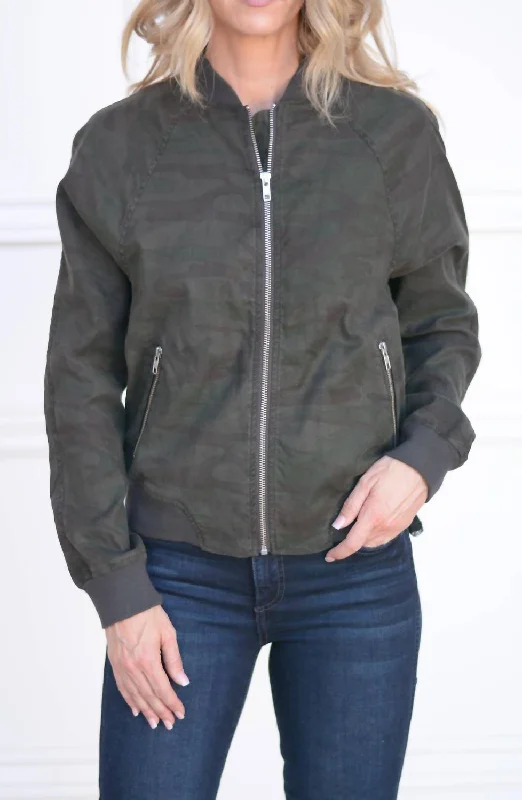 Remy Linen Bomber In Midnight Camo