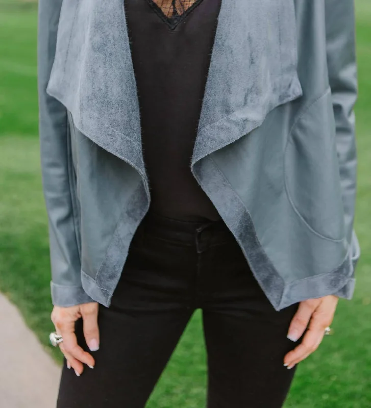 Teagan Drape Front Jacket In Thunderstorm