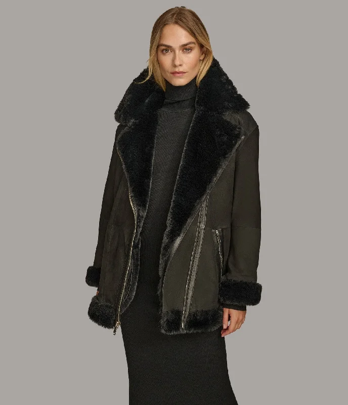 Giovanna Suede Asymmetrical With Faux Fur Lining