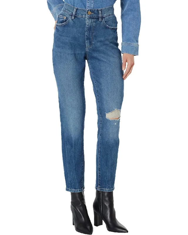 Bella Slim High Rise Distressed Jeans In Sea Storm