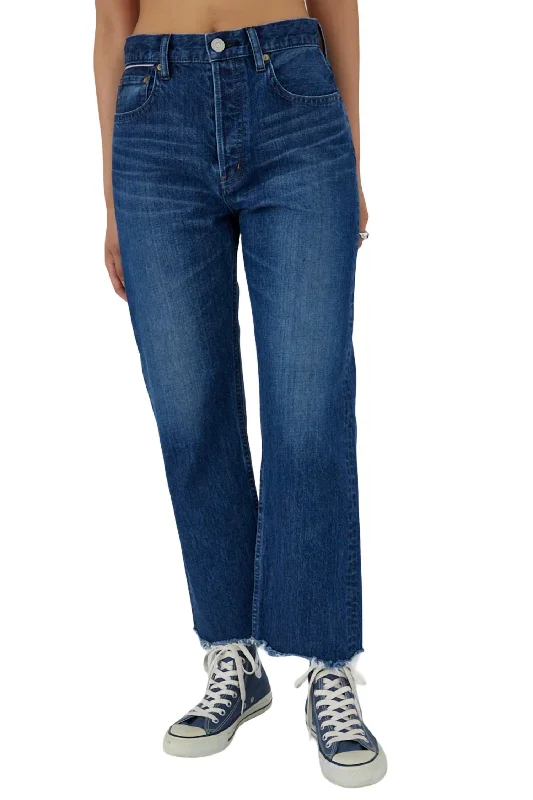 Corcoran Wide Straight Cropped Jeans In Dark Blue