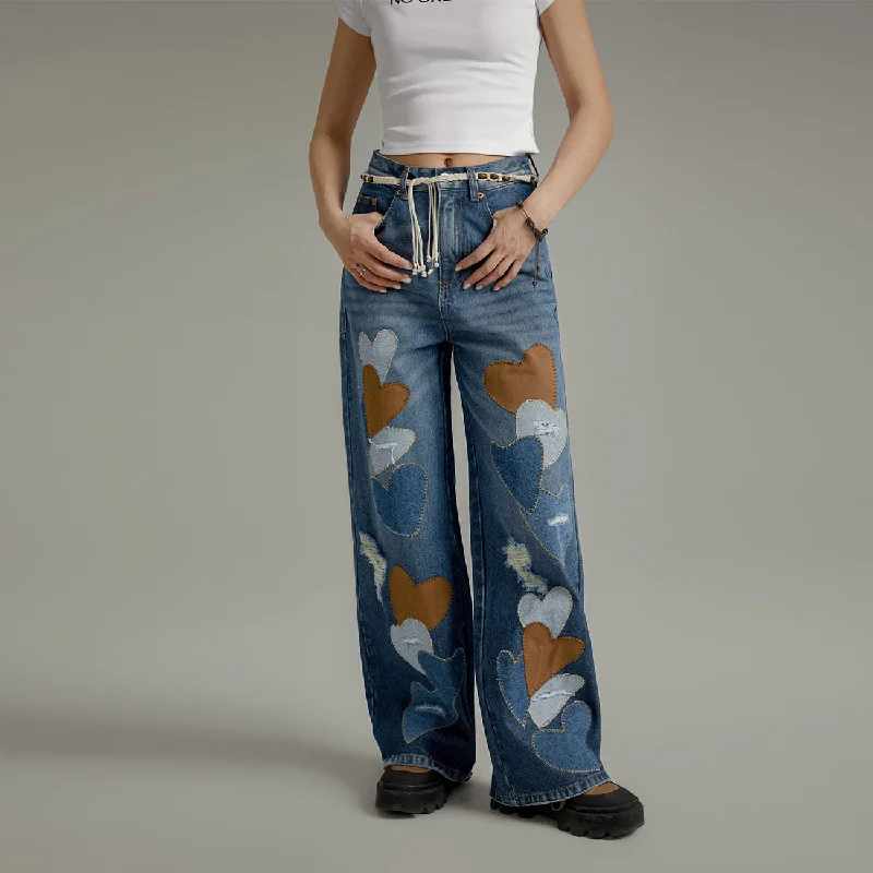 Heart Wide Denim Jeans