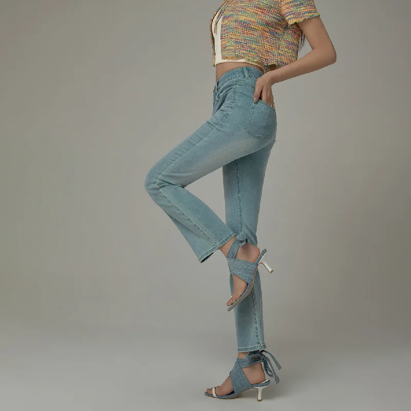 Chuu Pocket Design Semi Bootcut Denim Jeans