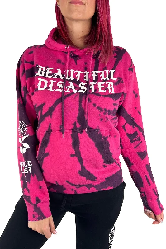 Grace Tie Dye Pullover Hoodie - Pink/Black