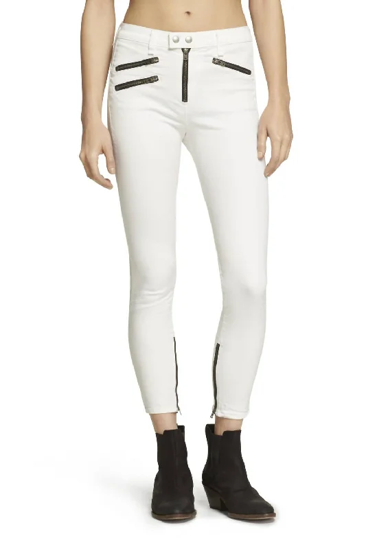 High Rise Biker Jeans In White