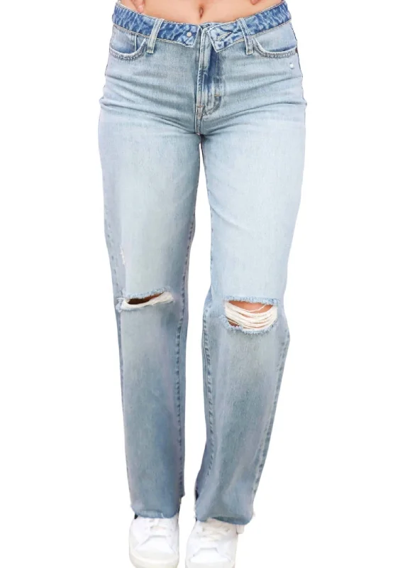 High Waist Dad Jeans In Light Blue