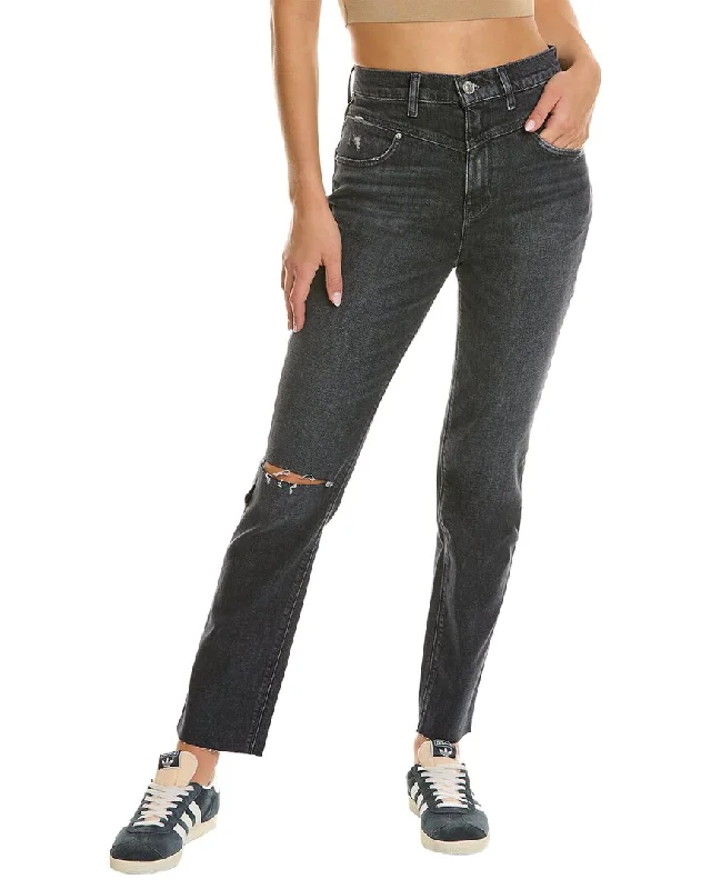 HUDSON Jeans Holly Washed Black High-Rise Straight Jean