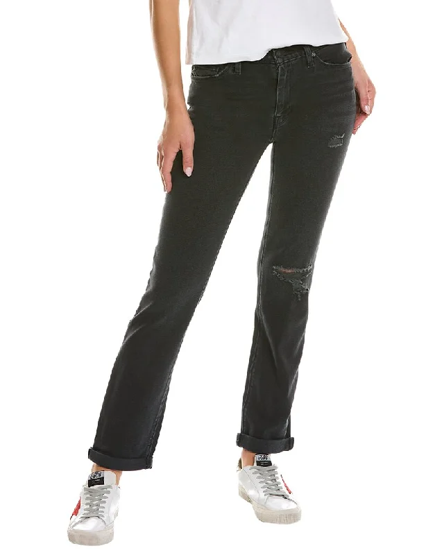 HUDSON Jeans Nico Mid-Rise Black Ash Destruct Straight Ankle Jean