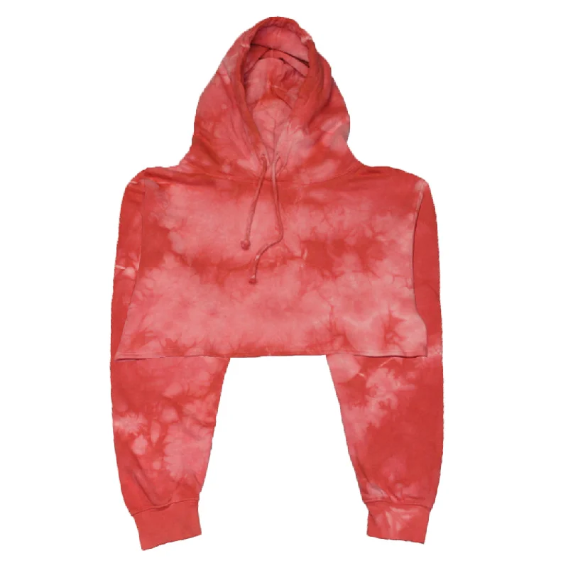 Pink Crystal Wash Tie Dye Crop Top Hoodie