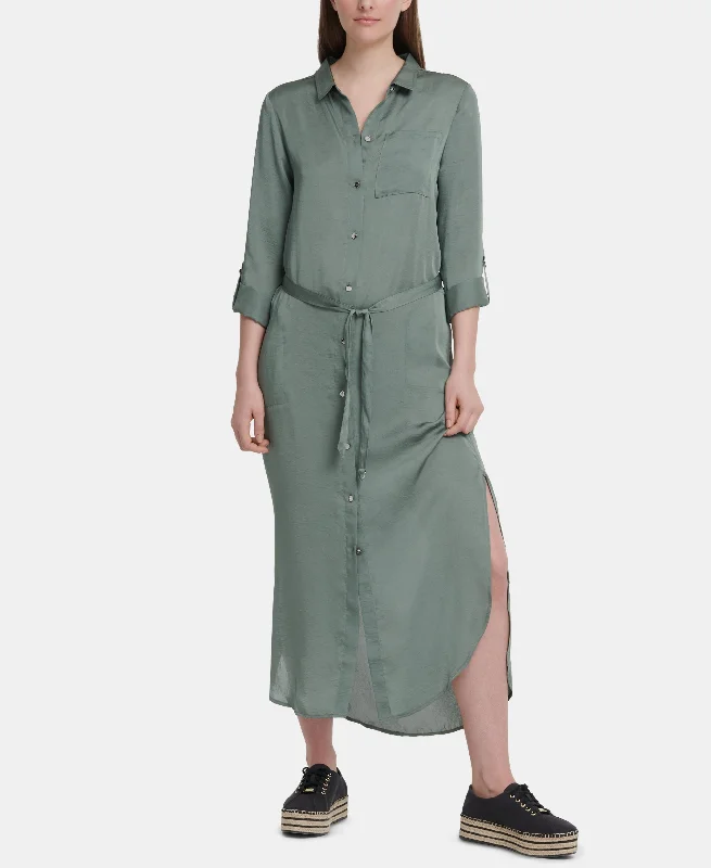 DKNY Belted Maxi Shirtdress