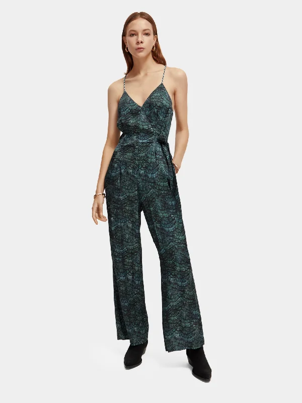 Lightweight v-neck racerback jumpsuit