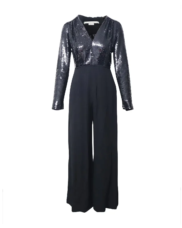 Stella McCartney Sequin Top Jumpsuit in Black Silk