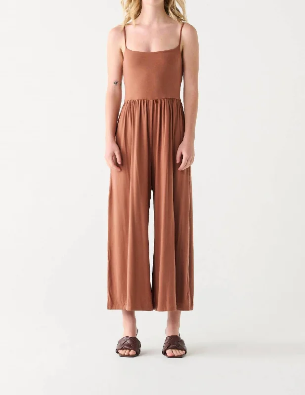 Wide Leg Jumpsuit In Terracotta