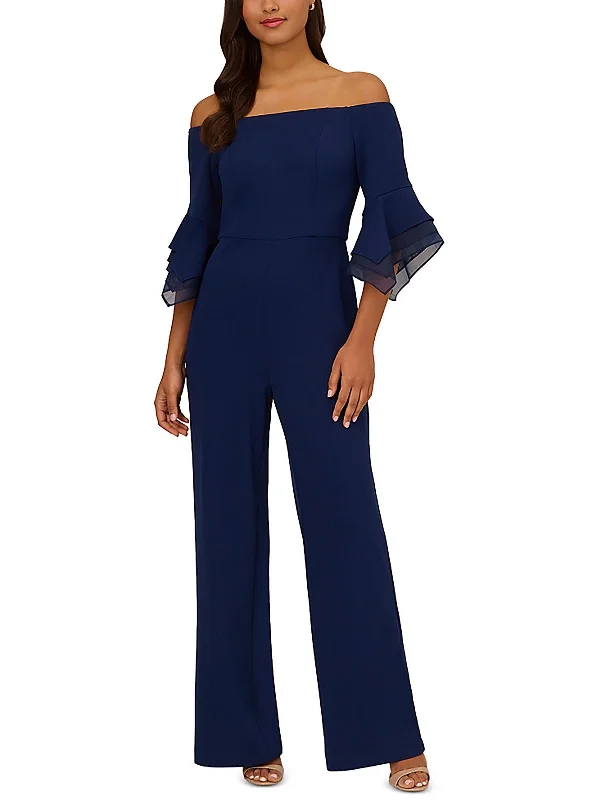 Womens Crepe Off-The-Shoulder Jumpsuit