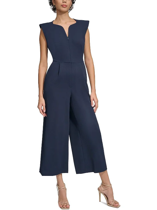 Womens Cropped Wide Leg Jumpsuit