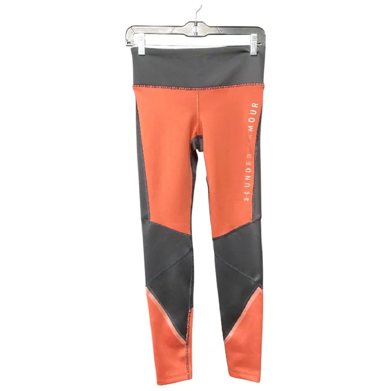 Athletic Leggings By Under Armour In Black & Orange, Size: S