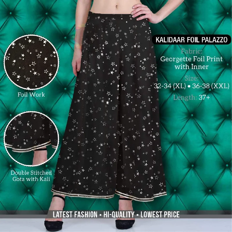 Georgette Black Palazzo Pants for Women