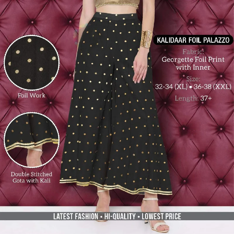 Georgette Black Palazzo Pants for Women