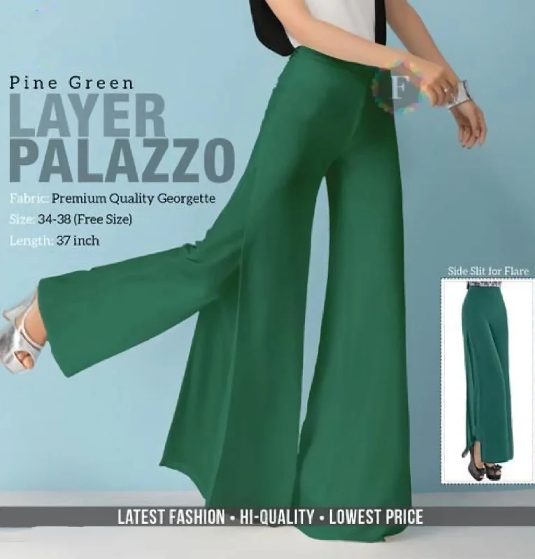 Green Layered Georgette Palazzo for Women