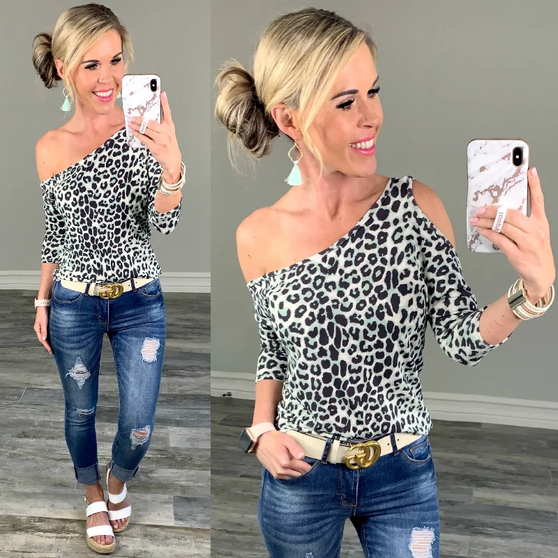 Leopard Cold Shoulder Top