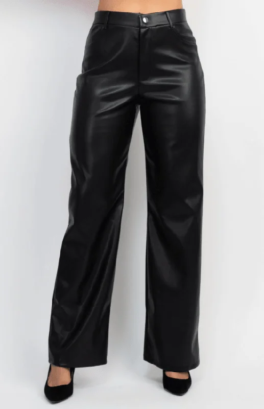 Lina Faux Leather Mid-Rise Pants womenswear