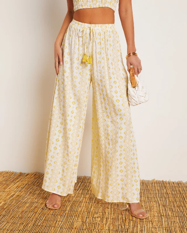 Maureen Printed Drawstring Wide Leg Pant