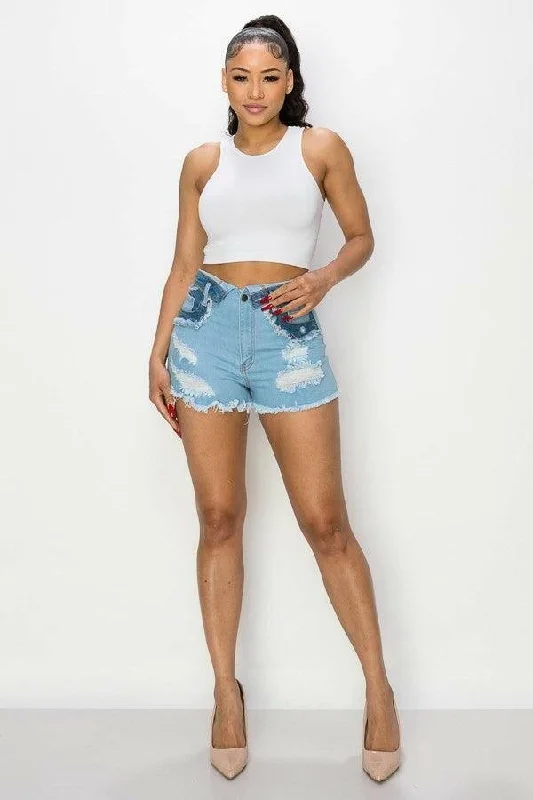 Nita Junior duo blue short jeans for women