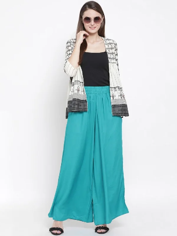 Rupa Softline Blue Palazzo Pants for Ladies