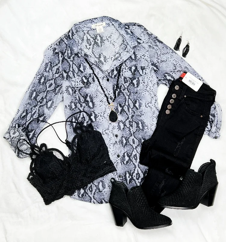 Snazzy Snake Print Top - Grey